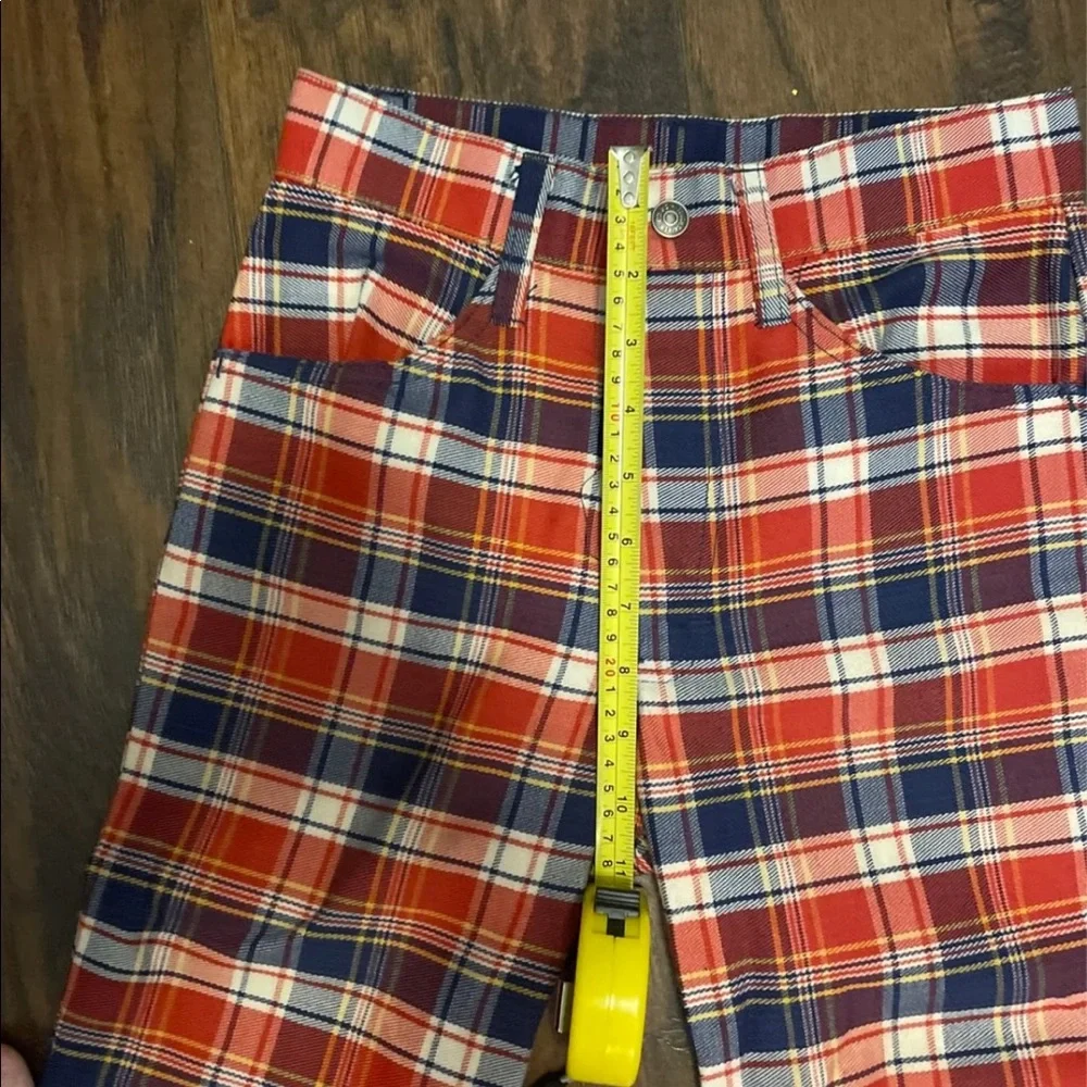 Vintage plaid bell bottom- flare jeans size 00 -1 - Picture 5 of 12
